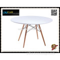 Round MDF dining room table with beech legs